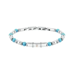 Bracelet Homme Maserati Bijoux Iconic Acier et Boules Bleu 18.5+3Cm