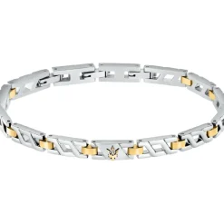 Bracelet Homme Maserati Bijoux Iconic JM124AVD38 Acier Argent Doré 18.5+3Cm