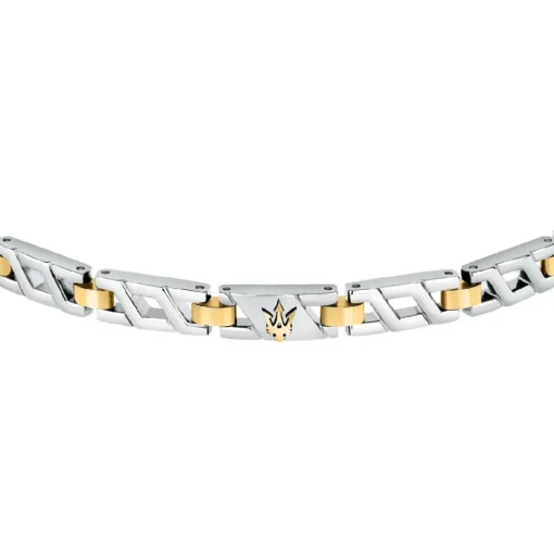 Bracelet Homme Maserati Bijoux Iconic JM124AVD38 Acier Argent Doré 18.5+3Cm