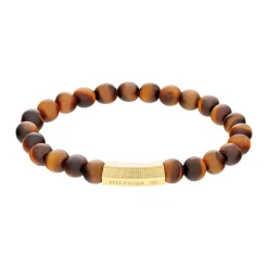 Bracelet Homme Tommy Hilfiger Beads - 2790582 Acier Doré, Marron Ajustable Circonference Interieure : 180Mm