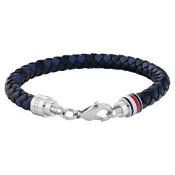 Bracelet Homme Tommy Hilfiger Tyson - 2790634 Acier, Cuir Argent, Bleu