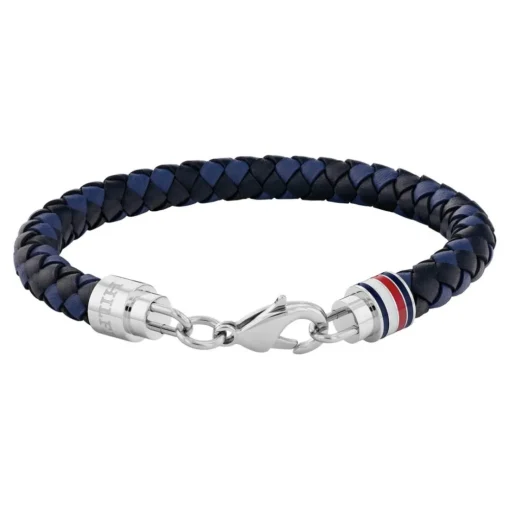 Bracelet Homme Tommy Hilfiger Tyson - 2790634 Acier, Cuir Argent, Bleu