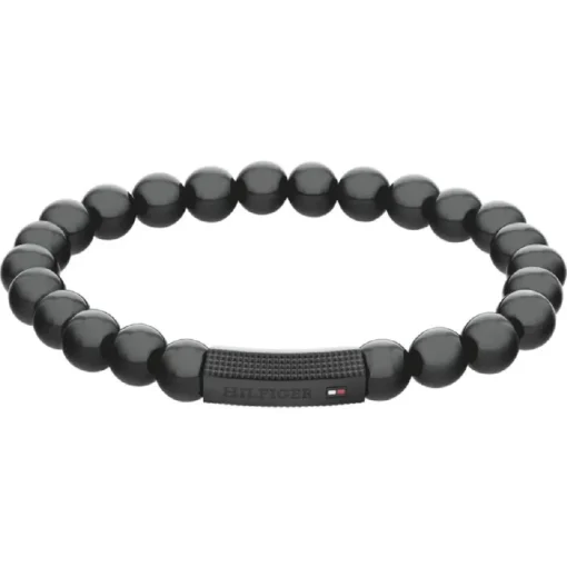 Bracelet Homme Tommy Hilfiger Beads - 2790581 Acier Noir Ajustable Circonference Interieure : 180Mm