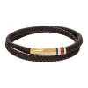 Bracelet Homme Tommy Hilfiger Double - 2790551 Acier, Cuir Doré, Marron
