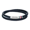 Bracelet Homme Tommy Hilfiger Double - 2790549 Acier, Cuir Argent, Bleu