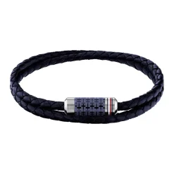 Bracelet Homme Tommy Hilfiger Bijoux - TUBE DOUBLE WRAP BRAIDED 2790326 Acier Cuir