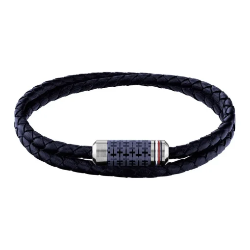 Bracelet Homme Tommy Hilfiger Bijoux - TUBE DOUBLE WRAP BRAIDED 2790326 Acier Cuir