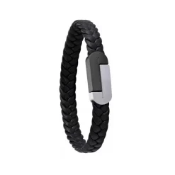 Bracelet Jourdan CORTO UN017H - Bracelet En Cuir et Acier Homme