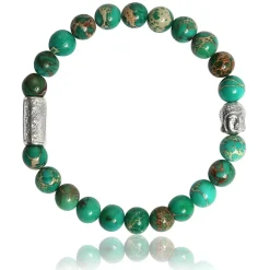 Bracelet Lauren Steven Design ML059 - Bracelet En Pierre Naturelle Jasper de Mer Vert Homme