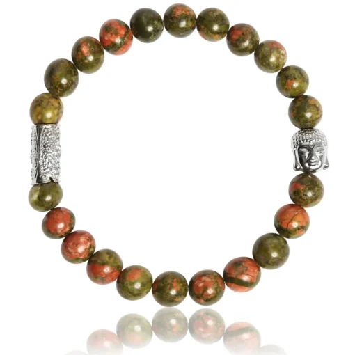 Bracelet Lauren Steven Design ML058 - Bracelet En Pierre Naturelle Unakite Homme