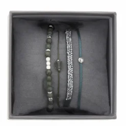 Bracelet Les Interchangeables A38631 - Bracelet Tissu Vert Cristaux de haute qualité Femme