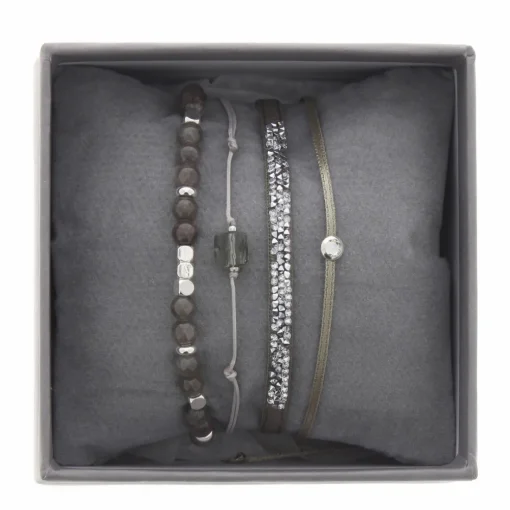 Bracelet Les Interchangeables A38630 - Bracelet Tissu Vert Cristaux de haute qualité Femme