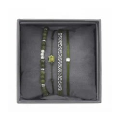 Bracelet Les Interchangeables A38627 - Bracelet Tissu Vert Cristaux de haute qualité Femme