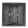 Bracelet Les Interchangeables A38625 - Bracelet Tissu Marron Cristaux de haute qualité Femme