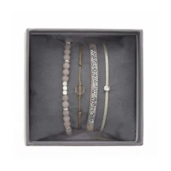 Bracelet Les Interchangeables A38633 - Bracelet Tissu Beige Cristaux de haute qualité Femme