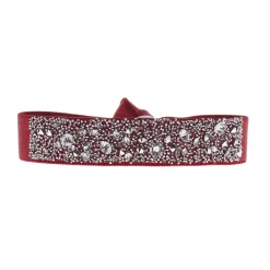 Bracelet Les Interchangeables A38159 - Bracelet Tissu Rouge Cristaux de haute qualité Femme