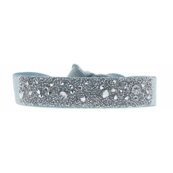 Bracelet Les Interchangeables A38156 - Bracelet Tissu Bleu Cristaux de haute qualité Femme