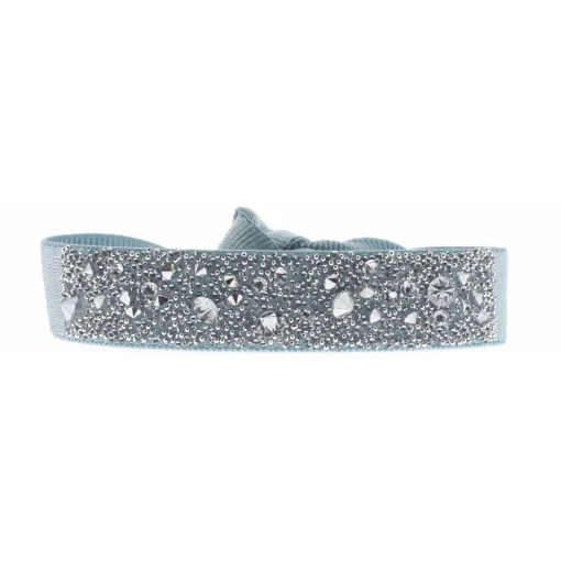Bracelet Les Interchangeables A38156 - Bracelet Tissu Bleu Cristaux de haute qualité Femme