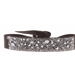 Bracelet Les Interchangeables A39573 - Bracelet Tissu Marron Cristaux de haute qualité Femme
