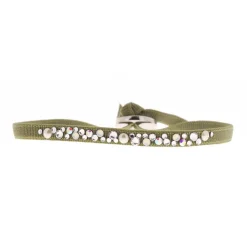 Bracelet Les Interchangeables A37098 - Bracelet Tissu Vert Cristaux de haute qualité Femme