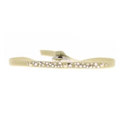 Bracelet Les Interchangeables A37676 - Bracelet Tissu Beige Cristaux de haute qualité Femme