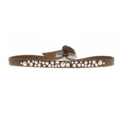 Bracelet Les Interchangeables A36708 - Bracelet Tissu Marron Cristaux de haute qualité Femme
