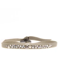 Bracelet Les Interchangeables A37677 - Bracelet Tissu Marron Cristaux de haute qualité Femme
