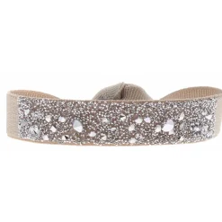 Bracelet Les Interchangeables A36454 - Bracelet Tissu Beige Cristaux de haute qualité Femme