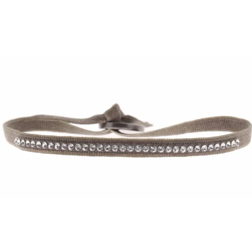 Bracelet Les Interchangeables A31426 - Bracelet Tissu Marron Cristaux de haute qualité Femme