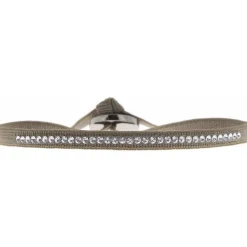 Bracelet Les Interchangeables A36394 - Bracelet Tissu Marron Cristaux de haute qualité Femme