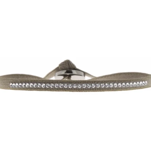 Bracelet Les Interchangeables A36394 - Bracelet Tissu Marron Cristaux de haute qualité Femme