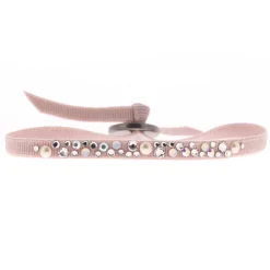 Bracelet Les Interchangeables A36698 - Bracelet Tissu Beige Cristaux de haute qualité Femme