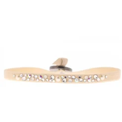 Bracelet Les Interchangeables A36709 - Bracelet Tissu Beige Cristaux de haute qualité Femme