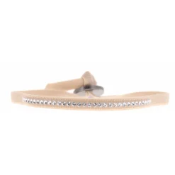 Bracelet Les Interchangeables A36247 - Bracelet Tissu Beige Cristaux de haute qualité Femme