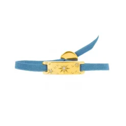 Bracelet Les Interchangeables A59144 - Plaque Ruban Galactique Strasse Bleu Jean Femme