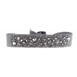 Bracelet Les Interchangeables A36480 - Bracelet Tissu Gris Cristaux de haute qualité Femme