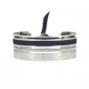 Bracelet Les Interchangeables A60013 - Manchette Ruban Matelasse Marine 9 Femme