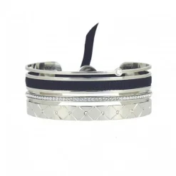 Bracelet Les Interchangeables A60013 - Manchette Ruban Matelasse Marine 9 Femme