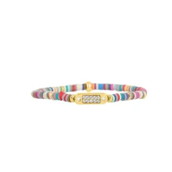 Bracelet Les Interchangeables A58765 - Mini Plaque 2 Rangs Perle Gomme Multicolore Foncé Femme