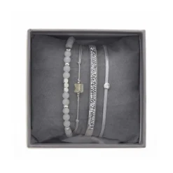 Bracelet Les Interchangeables A38628 - Bracelet Tissu Gris Cristaux de haute qualité Femme