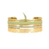 Bracelet Les Interchangeables A59078 - Manchette Ruban Matelasse Kaki Clair Femme