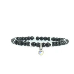 Bracelet Les Interchangeables A59940 - Perle Coeur Noir Femme