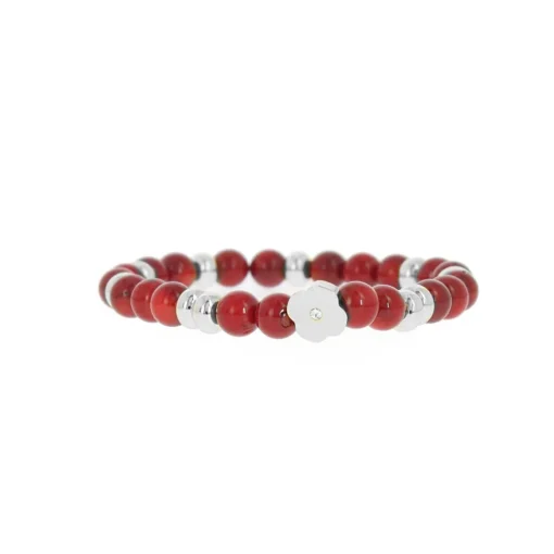 Bracelet Les Interchangeables A58822 - Perle Forme Fleur Rouge Femme