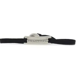 Bracelet Les Interchangeables A55867 - Plaque Ruban Strie Strasse Noir Palladium Femme