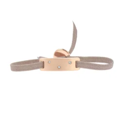 Bracelet Les Interchangeables A59133 - Plaque Ruban Brossée Strasse Beige Rose Femme