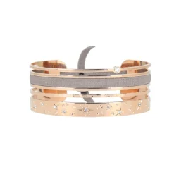 Bracelet Les Interchangeables A60074 - Manchette Ruban Galactique Beige Rose Femme