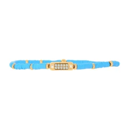 Bracelet Les Interchangeables A58622 - Mini Plaque 2 Rangs Perle Gomme Turquoise Femme