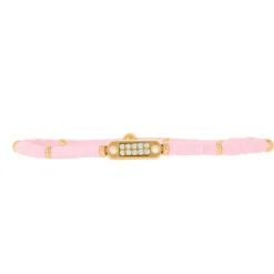 Bracelet Les Interchangeables A58621 - Mini Plaque 2 Rangs Perle Gomme Rose Femme