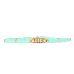 Bracelet Les Interchangeables A58626 - Mini Plaque 2 Rangs/Perle Gomme Bleu Ciel Femme