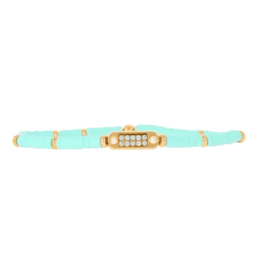 Bracelet Les Interchangeables A58626 - Mini Plaque 2 Rangs/Perle Gomme Bleu Ciel Femme